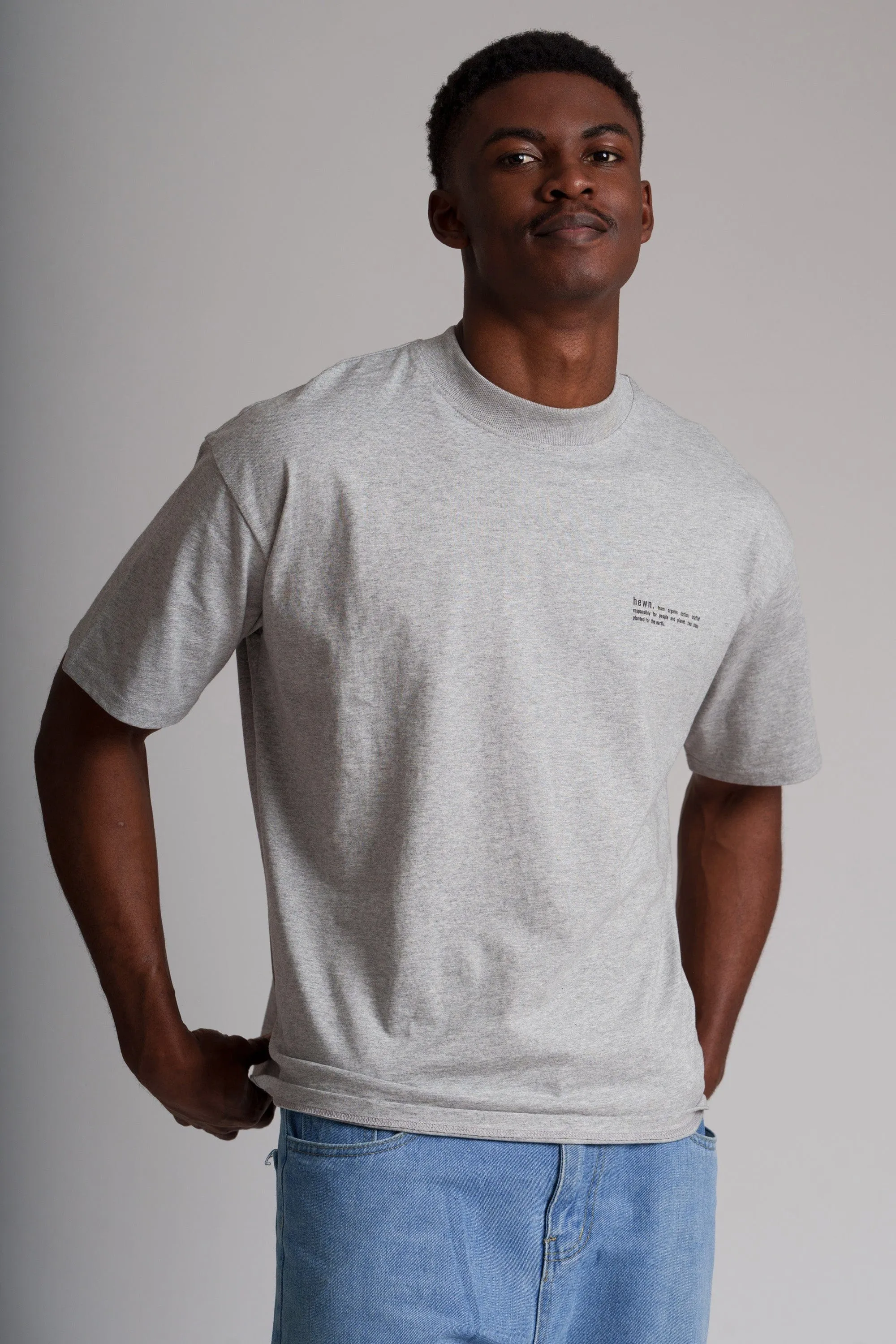 Men's Organic Cotton Signature Oversized T-Shirt | Rock Grey Marl