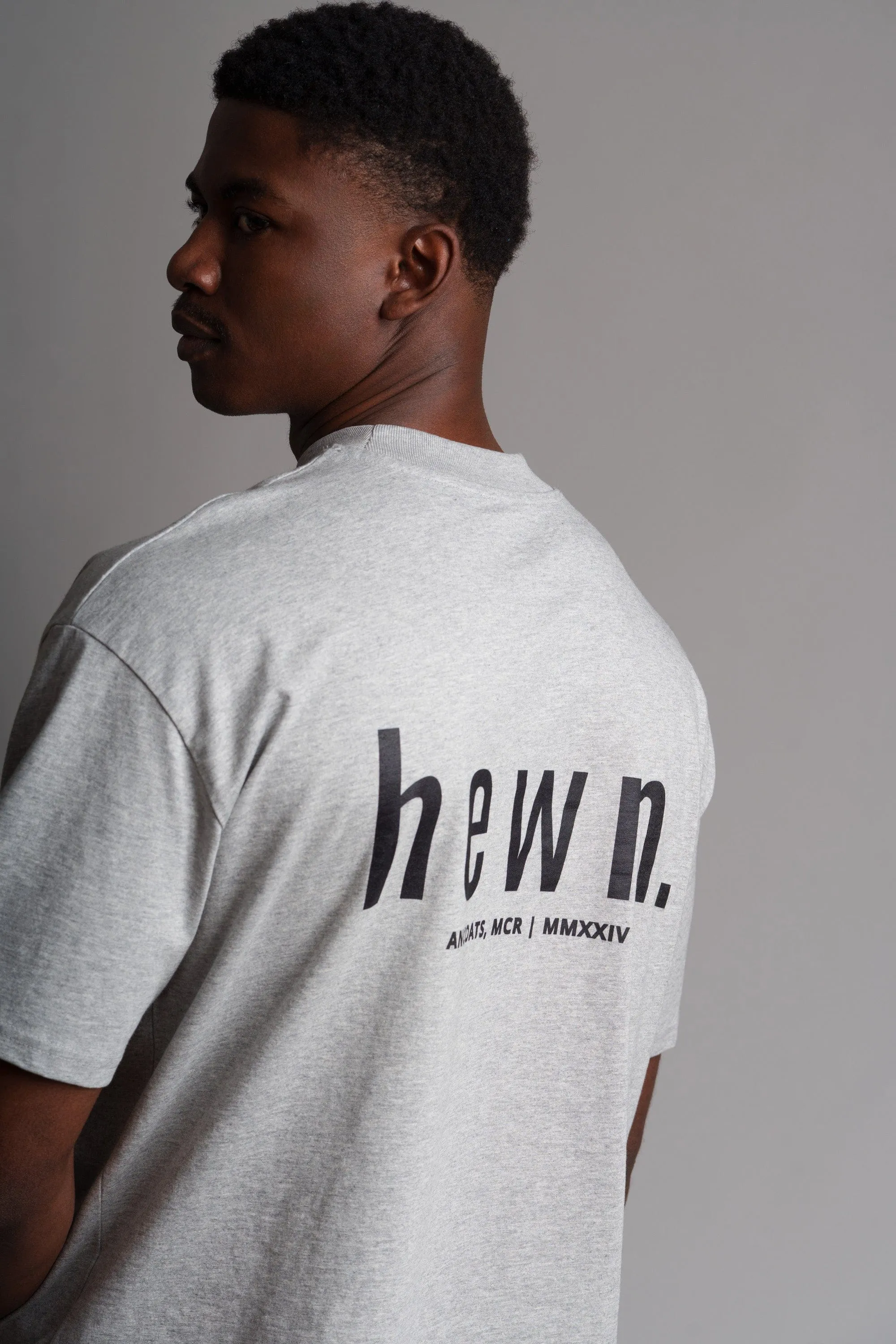 Men's Organic Cotton Signature Oversized T-Shirt | Rock Grey Marl