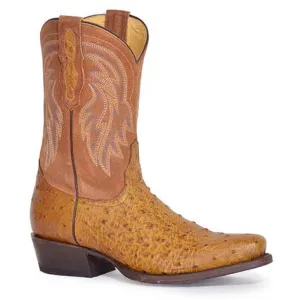 Men's Roper Little Oliver Smooth Ostrich Boots Handcrafted Brown