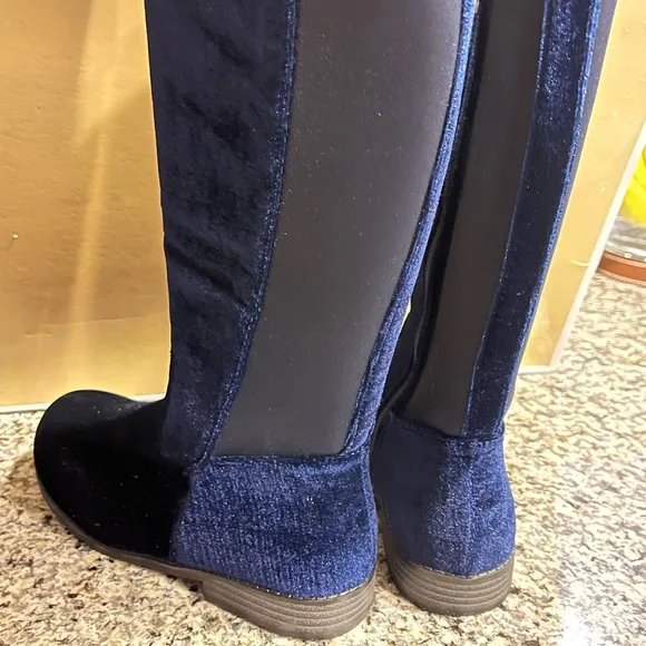 Michael Kors Emma Lily velour boots new navy blue Girls Toddlers Size 6