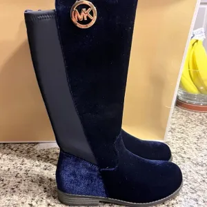Michael Kors Emma Lily velour boots new navy blue Girls Toddlers Size 6