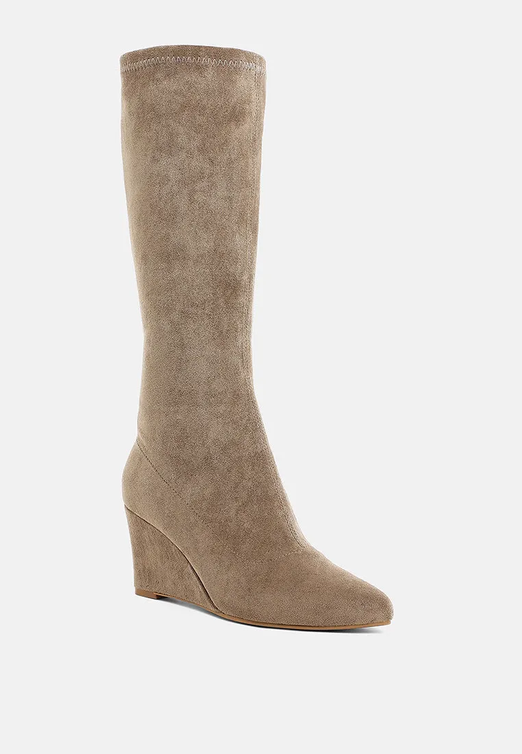 Microfiber Wedge Heel Boots By RAG