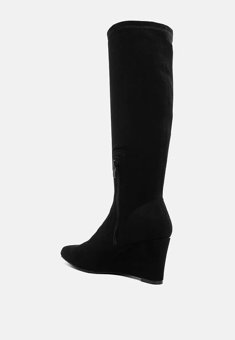 Microfiber Wedge Heel Boots By RAG