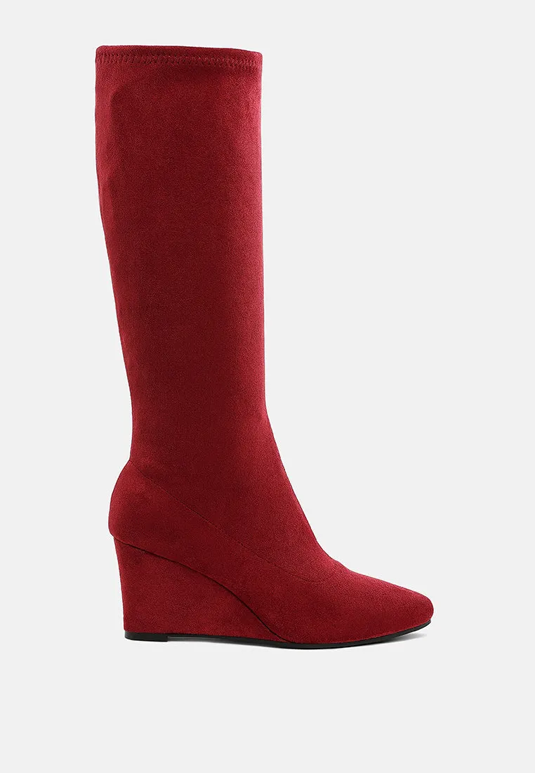 Microfiber Wedge Heel Boots By RAG
