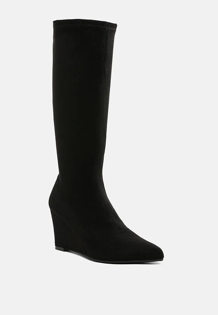 Microfiber Wedge Heel Boots By RAG