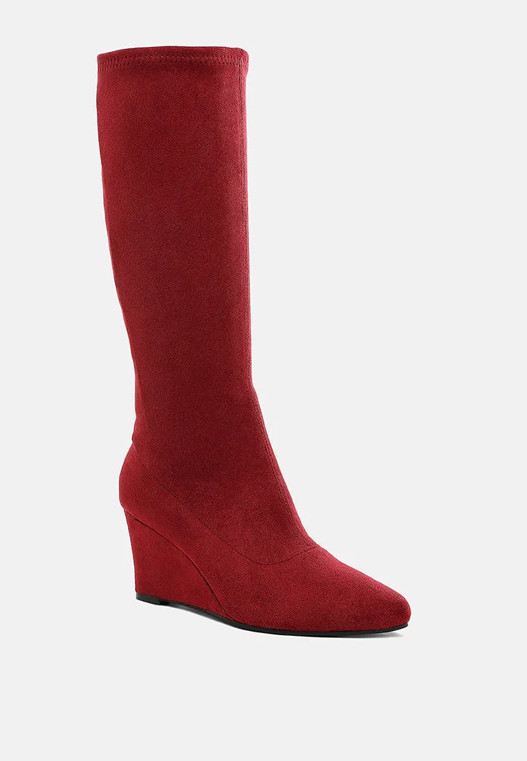 Microfiber Wedge Heel Boots By RAG