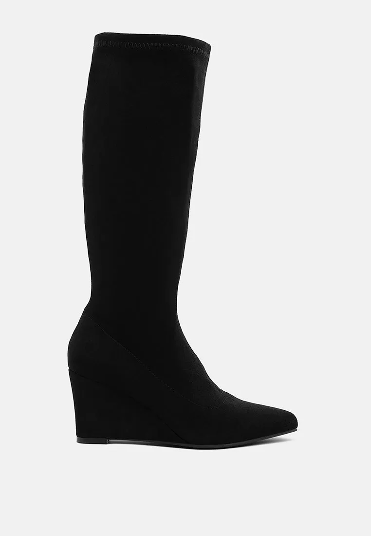 Microfiber Wedge Heel Boots By RAG