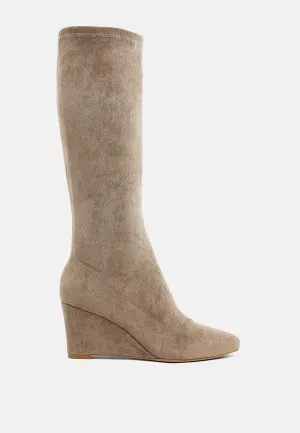 Microfiber Wedge Heel Boots By RAG