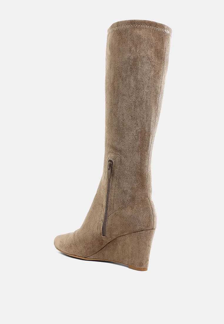 Microfiber Wedge Heel Boots By RAG
