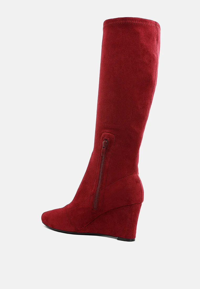 Microfiber Wedge Heel Boots By RAG