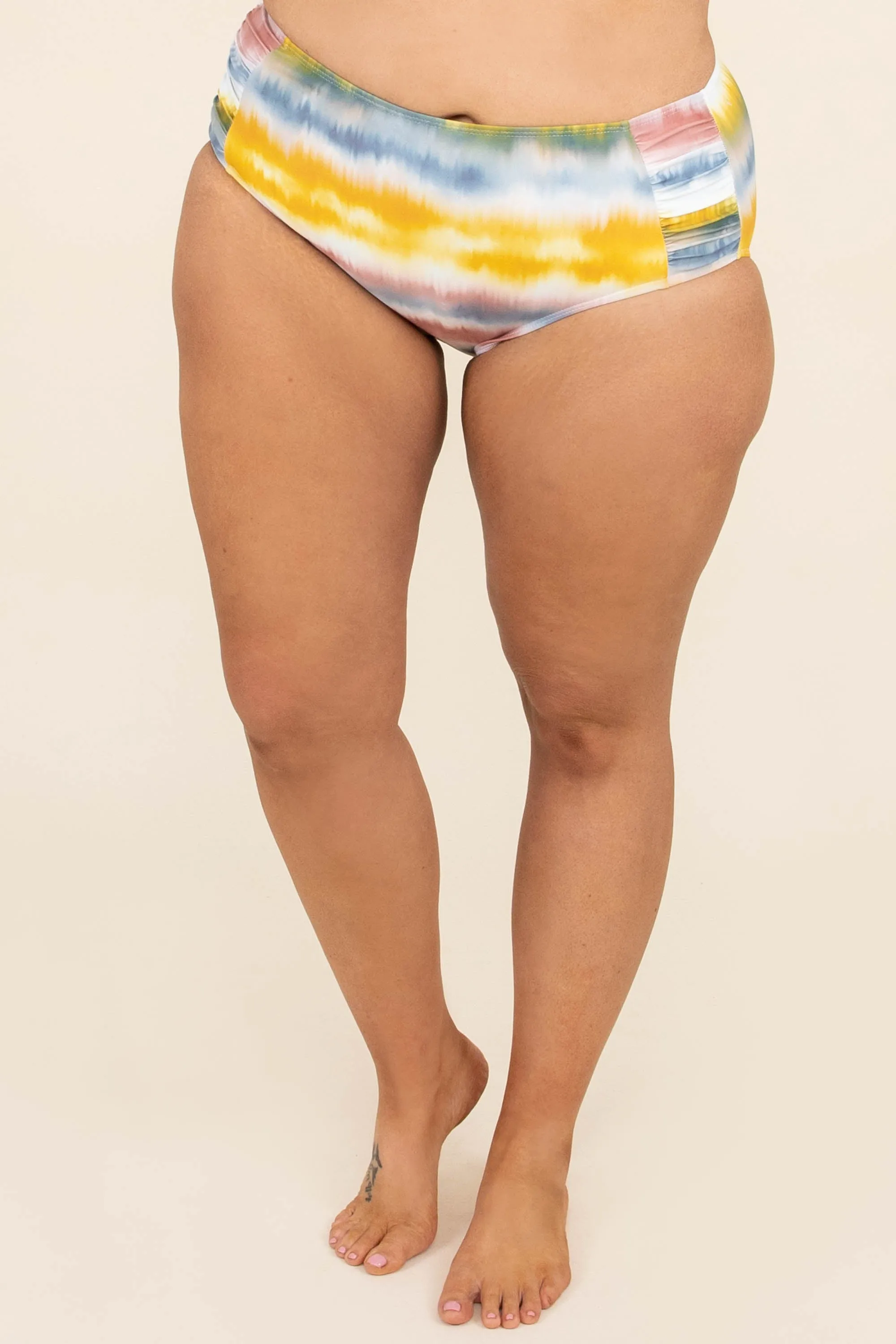 My Love Don't Cost A Thing Swim Bottom, Tie Dye Mustard