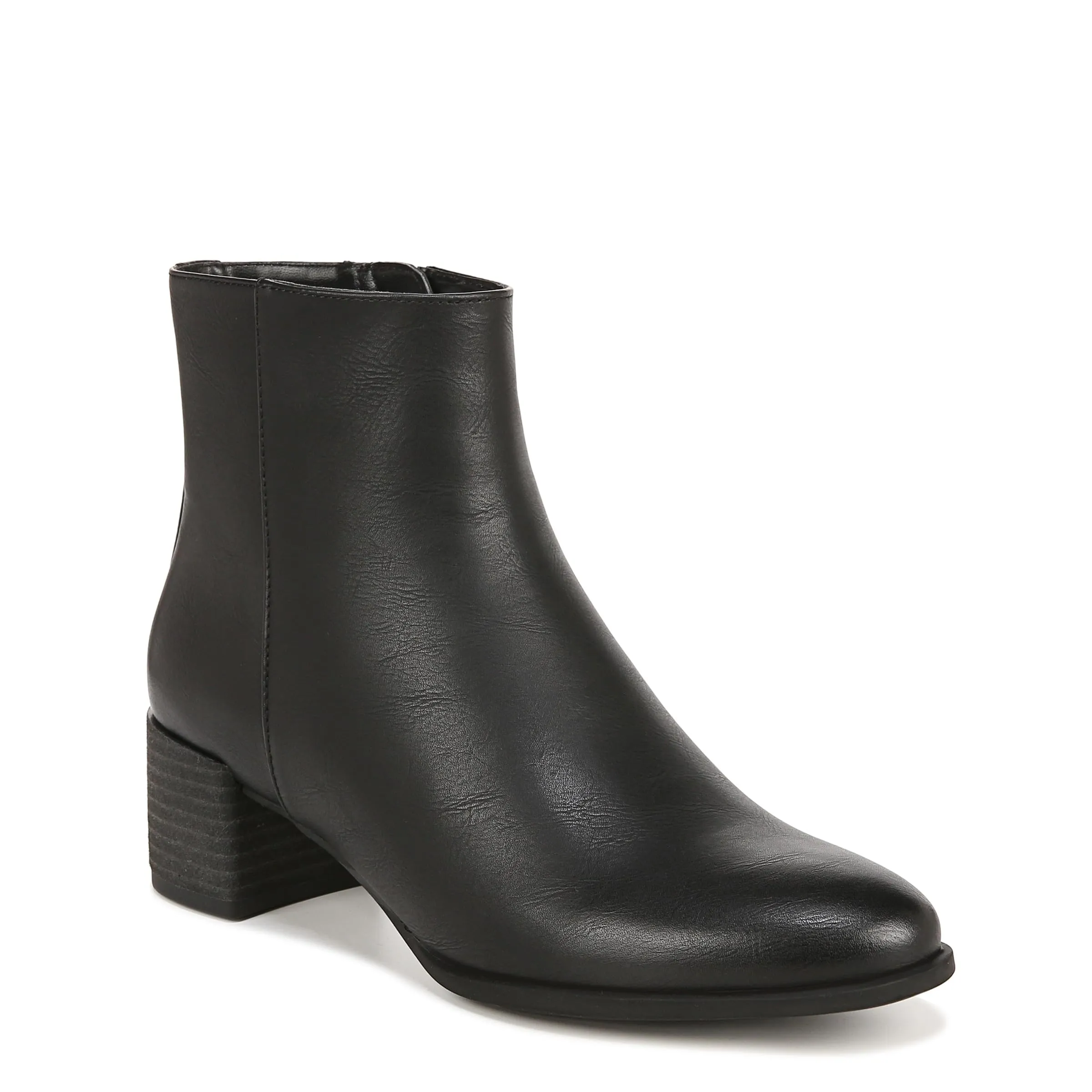 Naturalizer SOUL Womens Rosa Memory Foam Heeled Ankle Boot Black Smooth 7.5 M