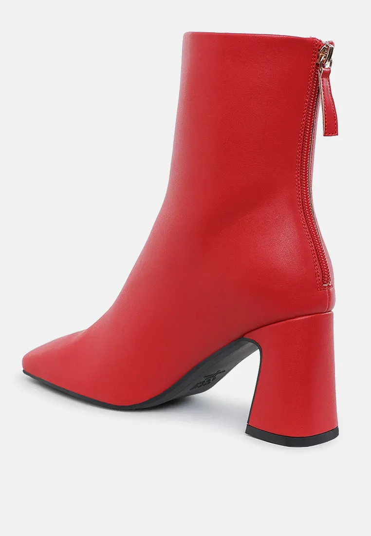 Neapolitan Faux Leather Square Toe Ankle Boots