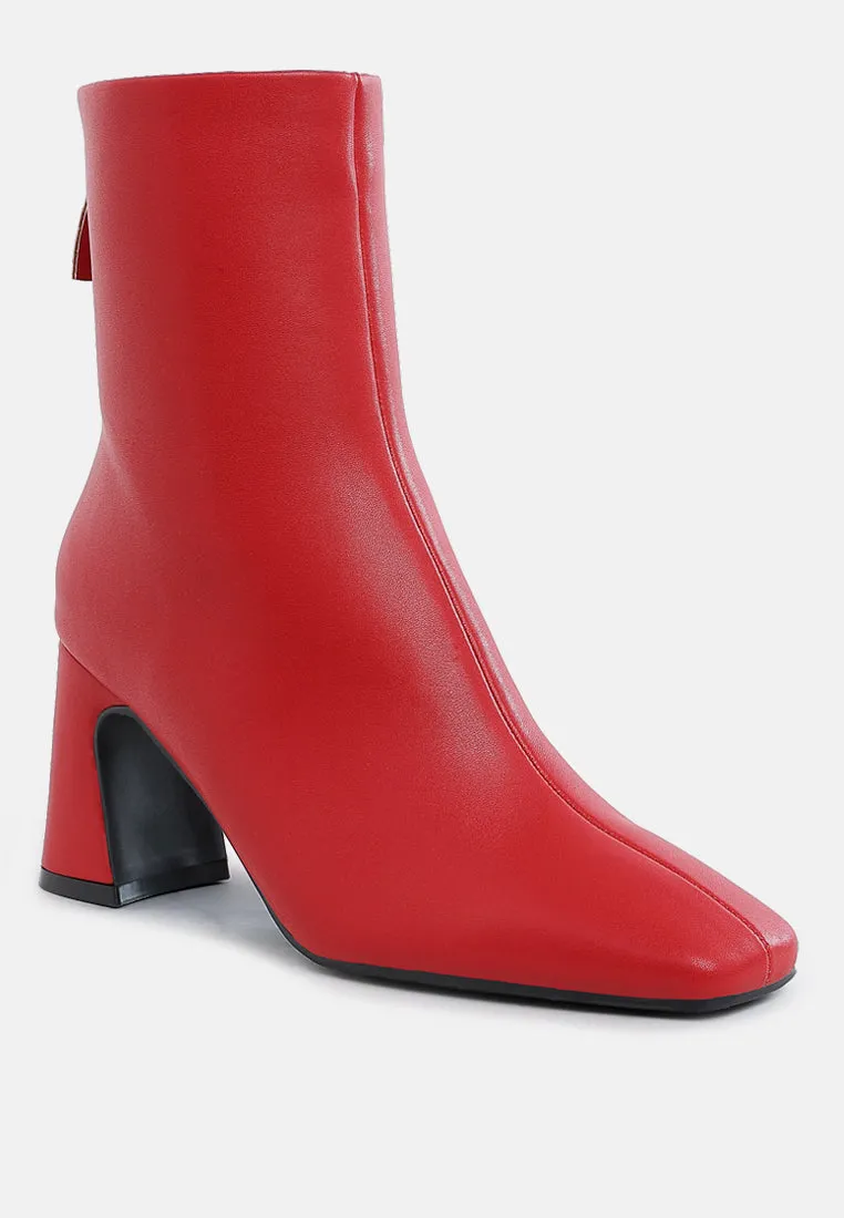 Neapolitan Faux Leather Square Toe Ankle Boots
