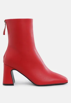 Neapolitan Faux Leather Square Toe Ankle Boots