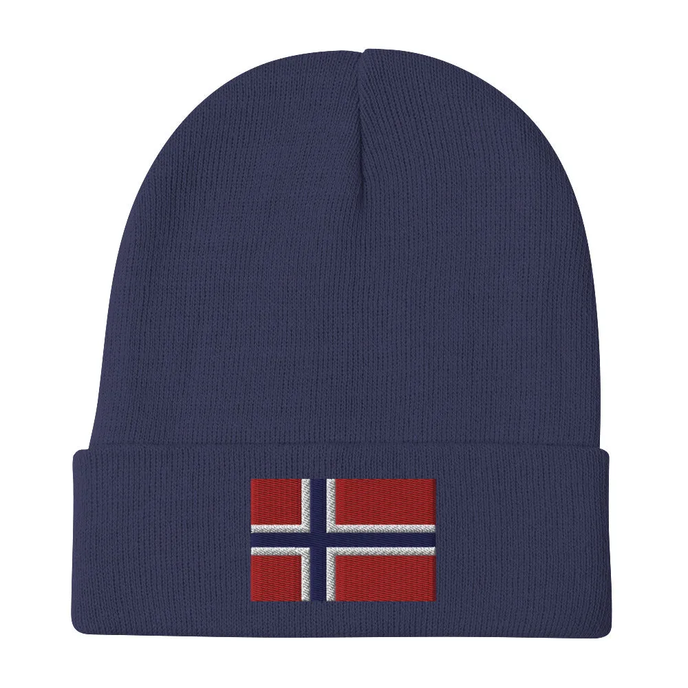 Norwegian Flag Embroidered Beanie