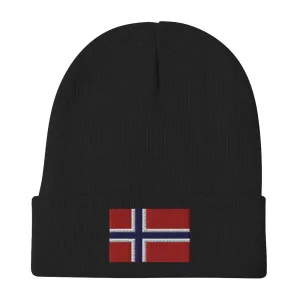 Norwegian Flag Embroidered Beanie