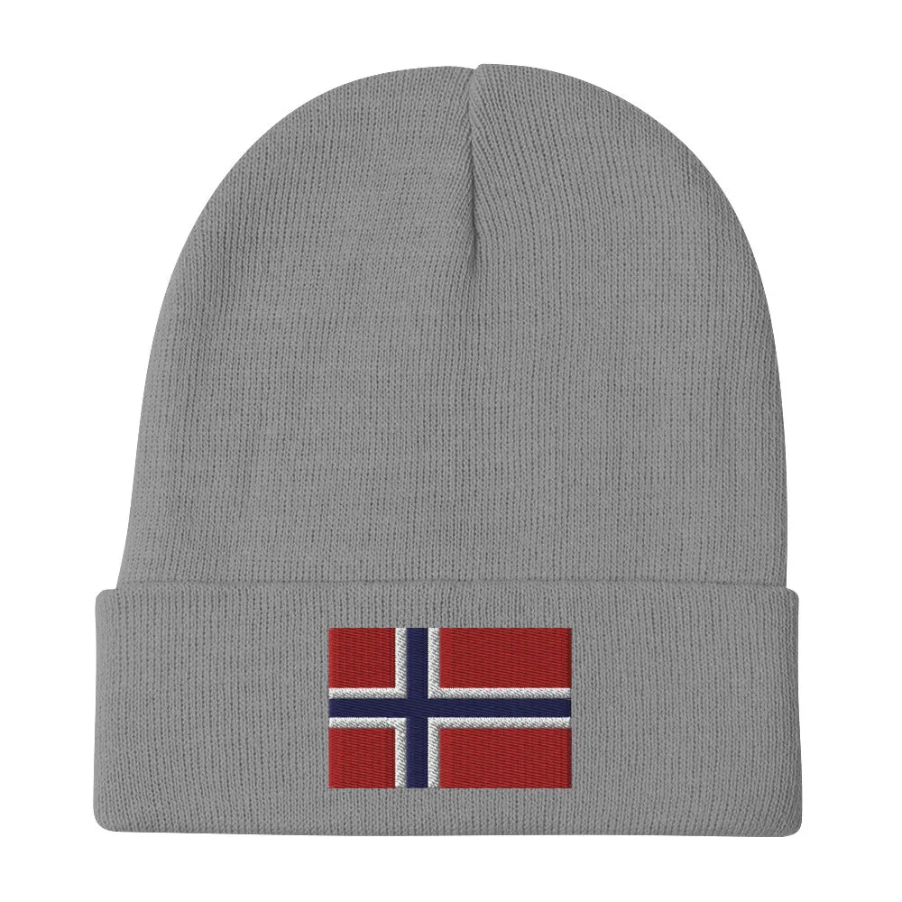 Norwegian Flag Embroidered Beanie