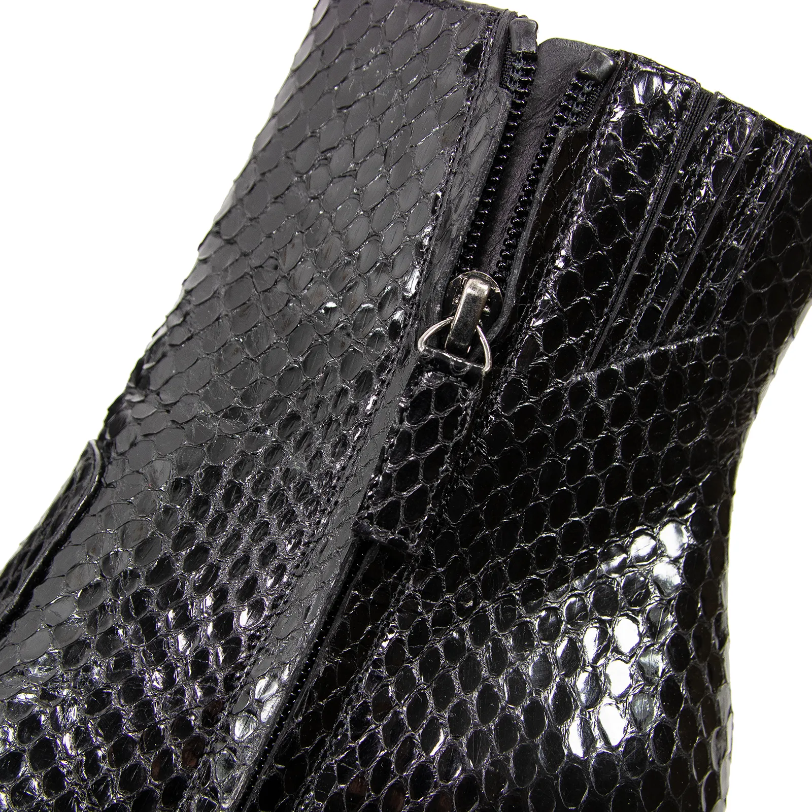 NWOB Roberto Cavalli Black Python Skin Platform Zip Up Ankle Boots 37EU/7US