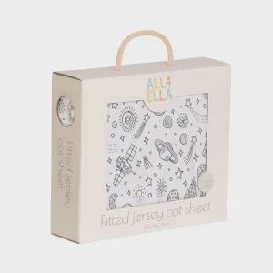 Organic Fitted Jersey Cot Sheet - Outer Space