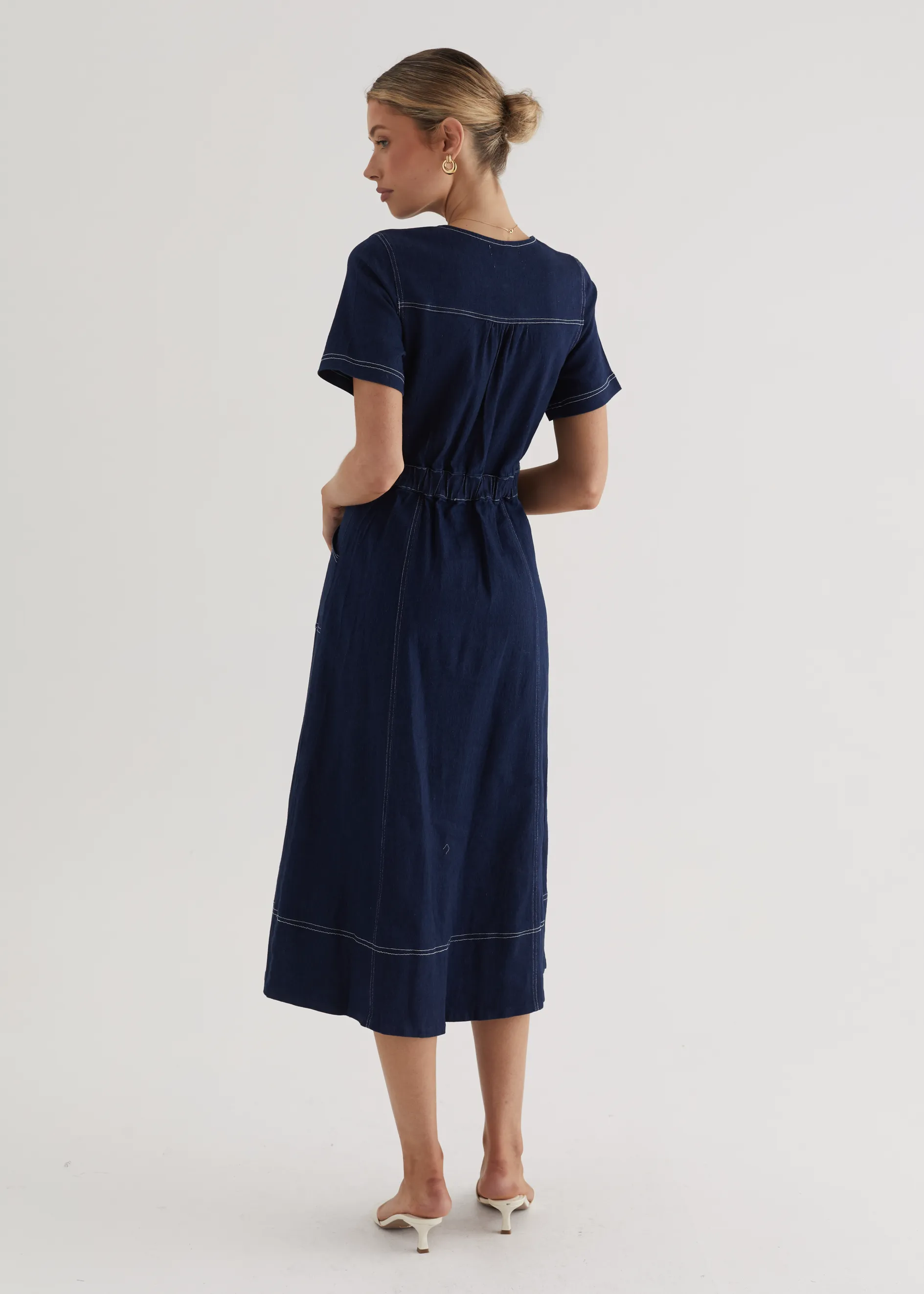 Petra Denim Midi Dress - Black