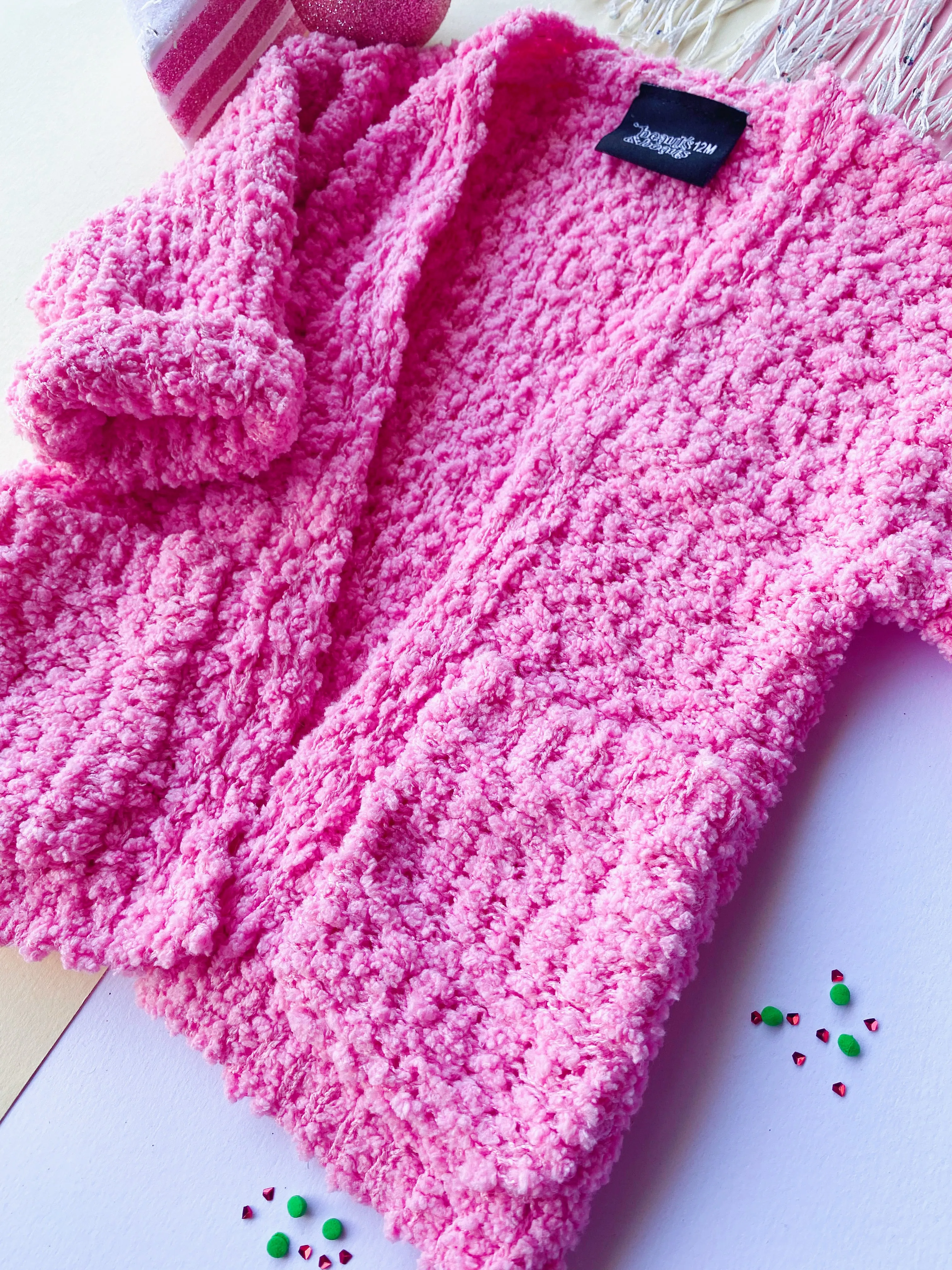 popcorn cardigan - light pink