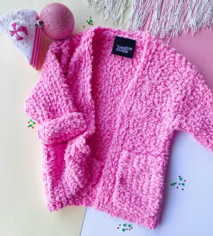 popcorn cardigan - light pink