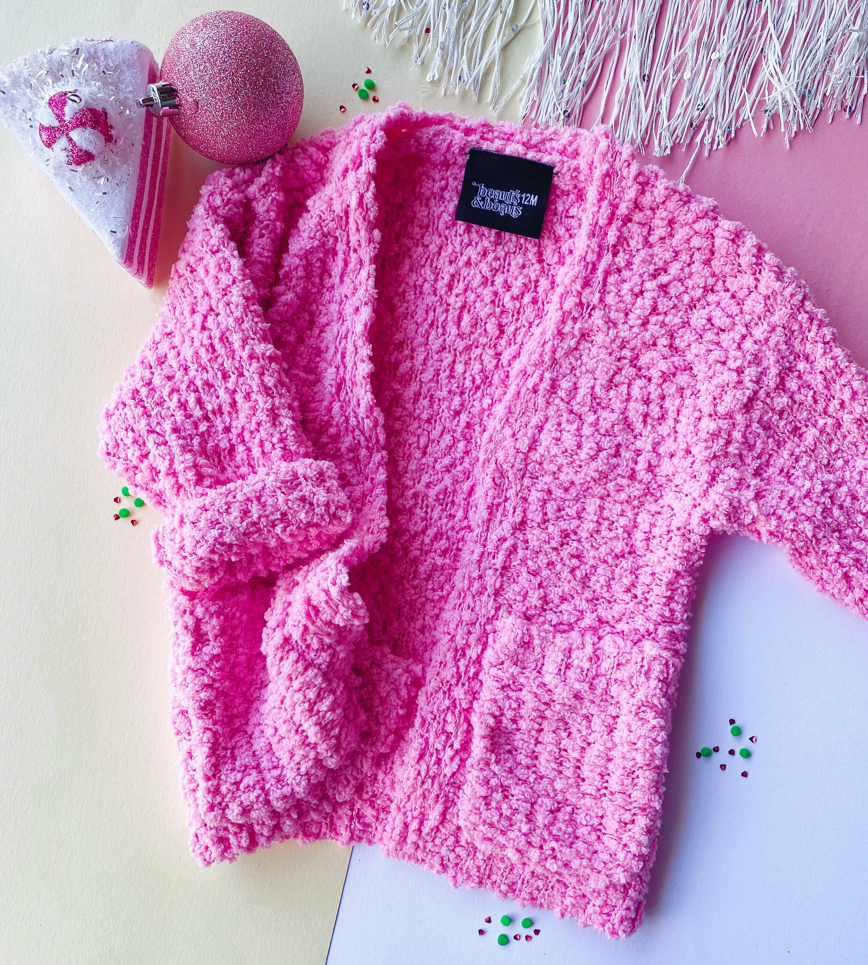 popcorn cardigan - light pink