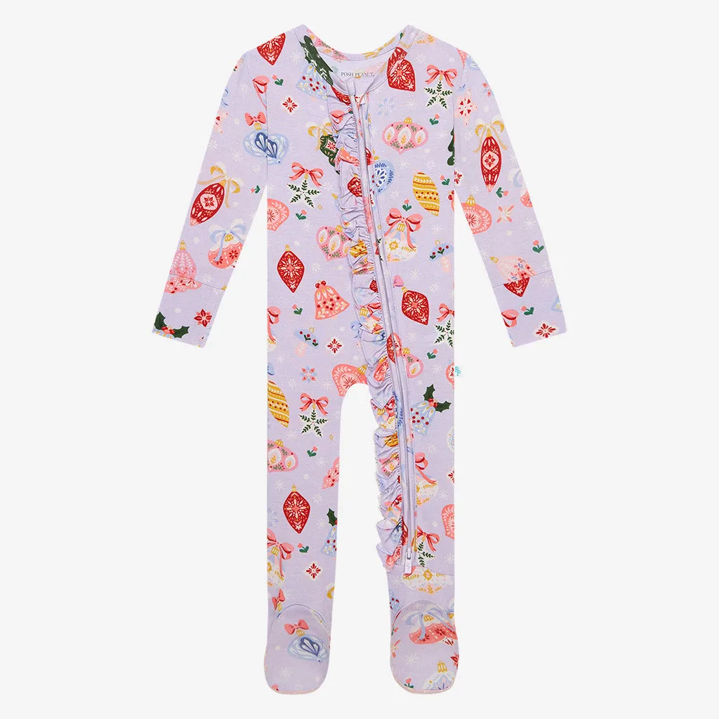 Posh Peanut Holly Ruffled Zippered Footie