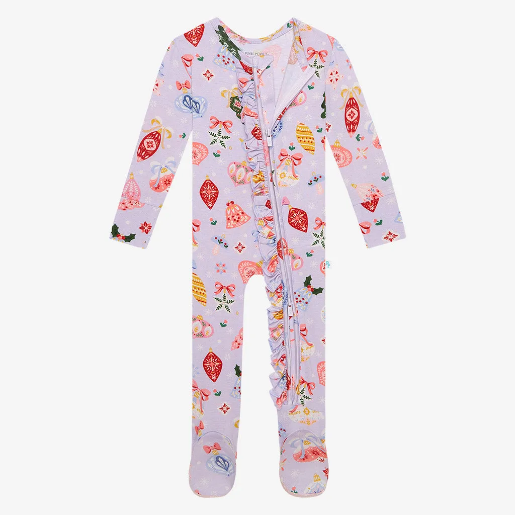 Posh Peanut Holly Ruffled Zippered Footie