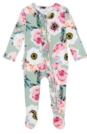 Posh Peanut Jolie Ruffled Zippered Footie