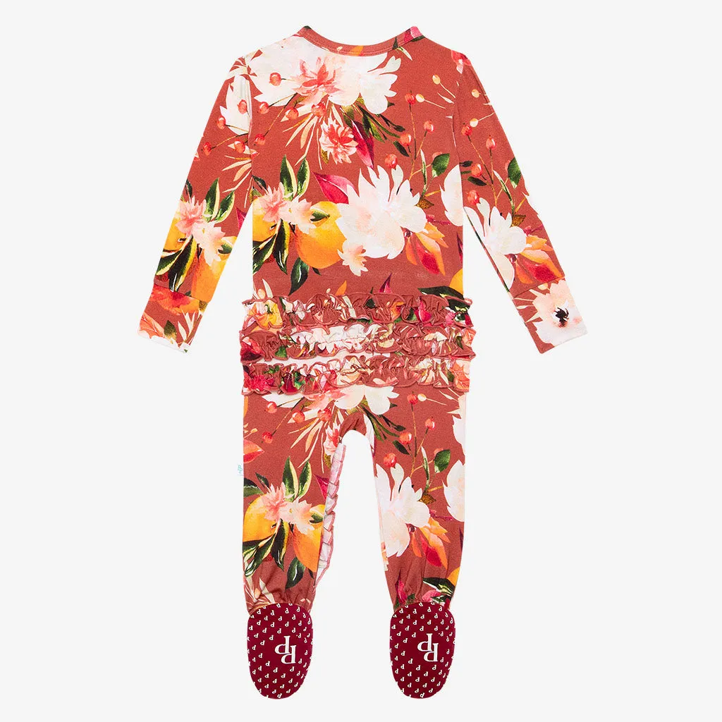 Posh Peanut Leonora Ruffled Zippered Footie