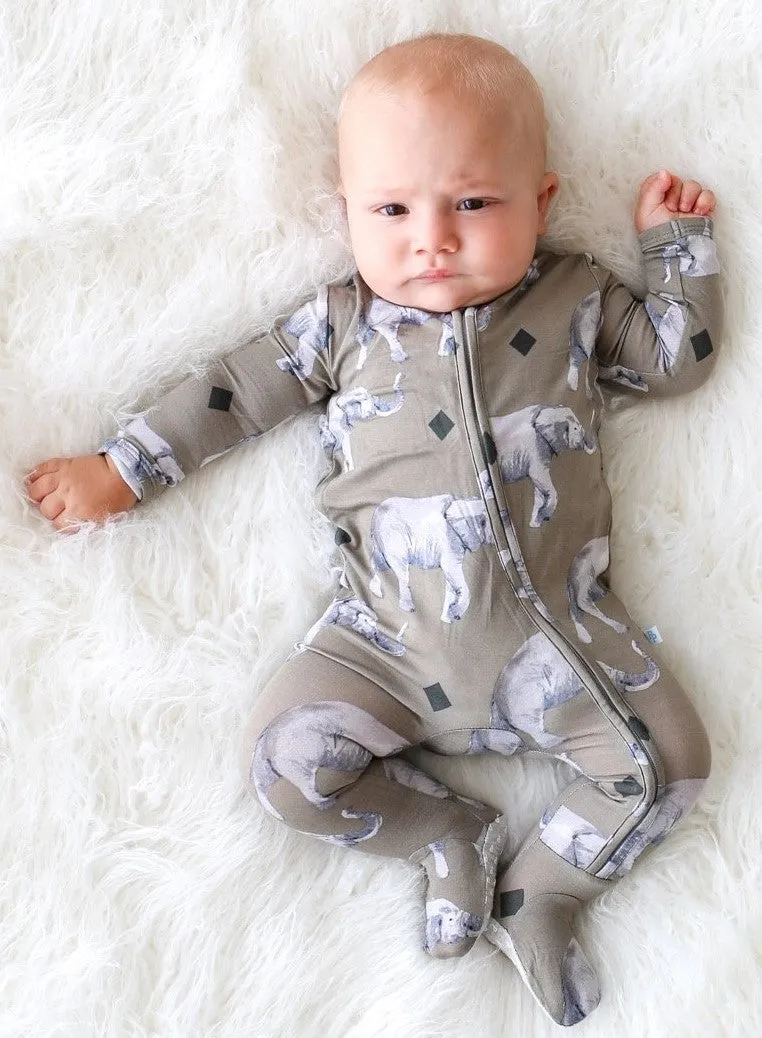 Posh Peanut Rocco Elephant Zippered Footie