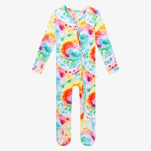 Posh Peanut Totally Tie Dye Footie with Zipper
