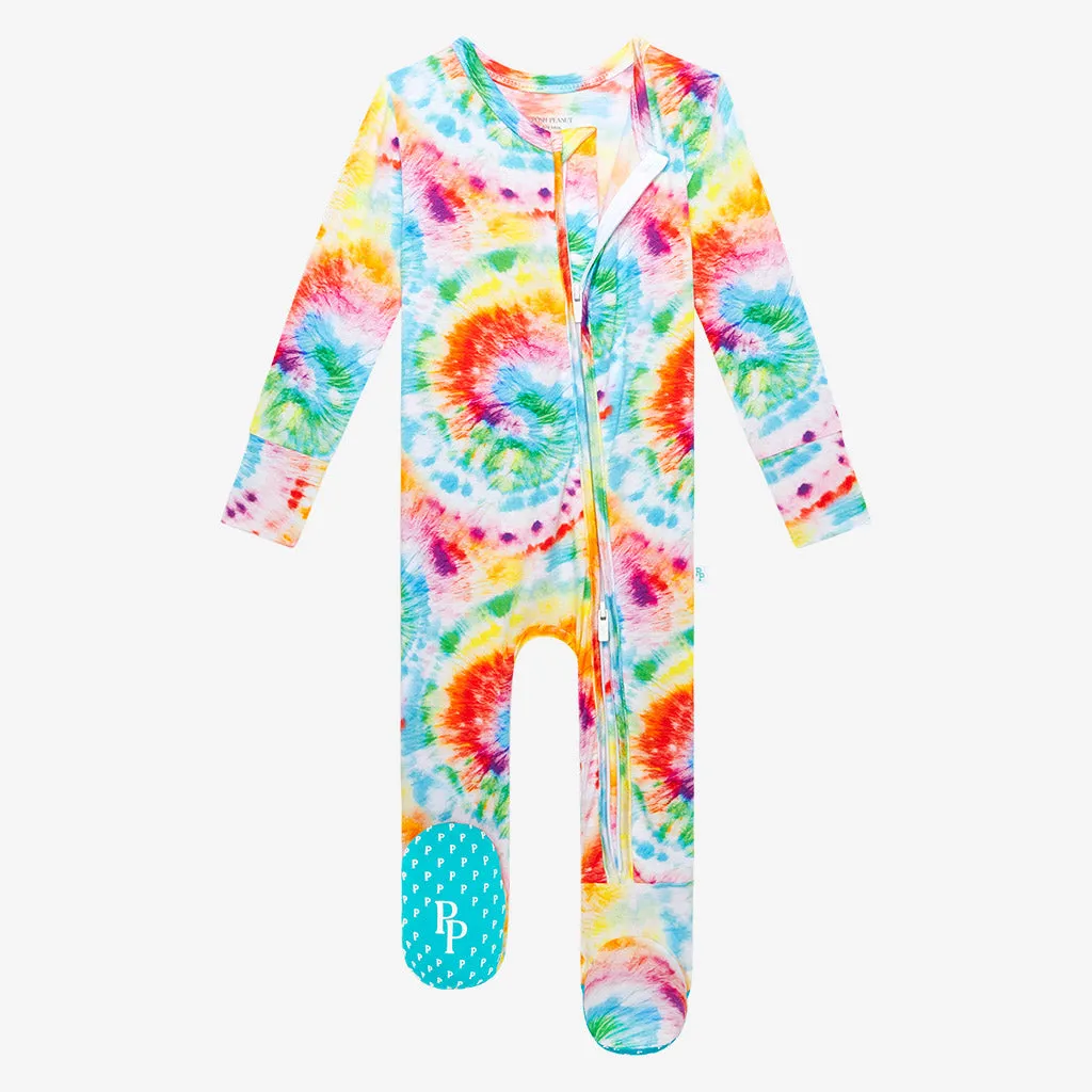 Posh Peanut Totally Tie Dye Footie with Zipper