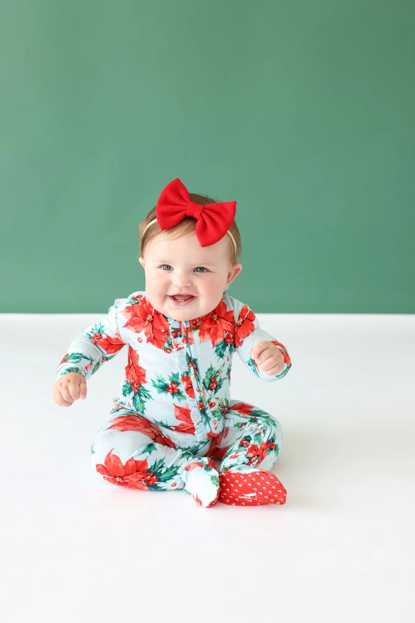 Posh Peanut Winter Lily Ruffled Zippered Footie