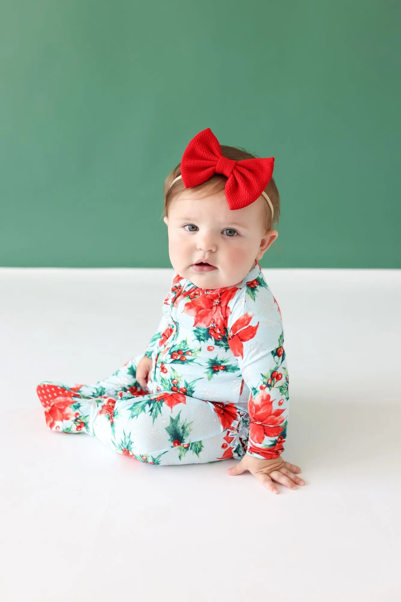 Posh Peanut Winter Lily Ruffled Zippered Footie