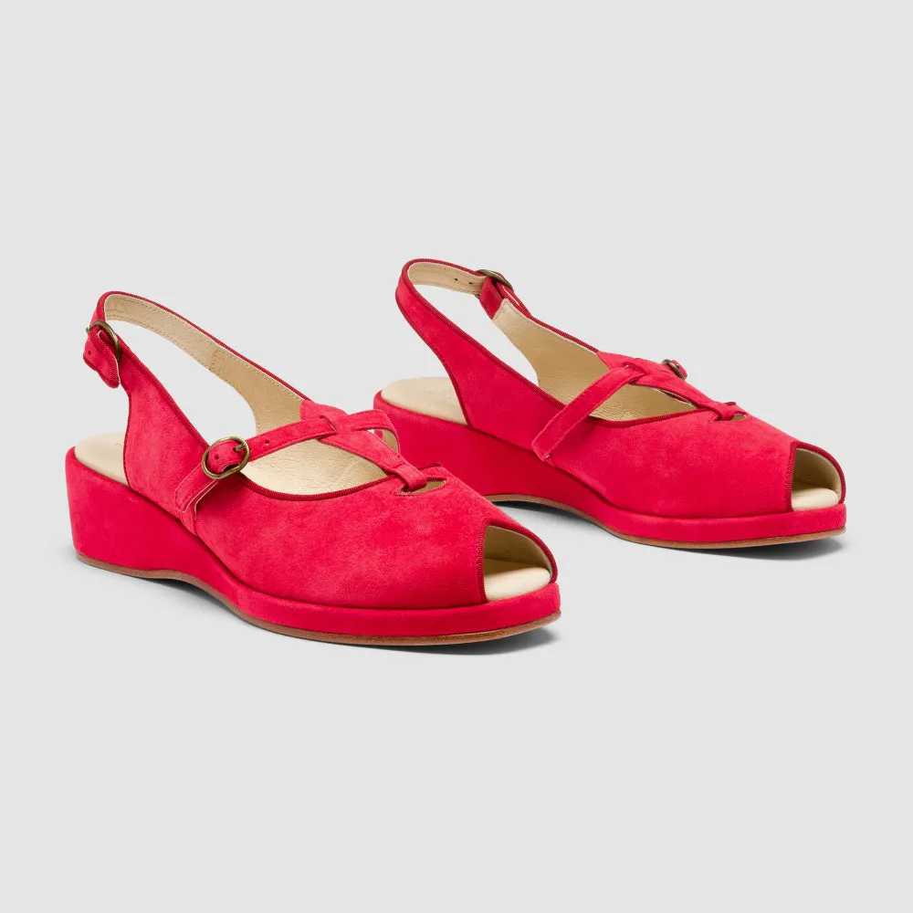 PRE-ORDER Betty Vintage Sandals (Red Suede)
