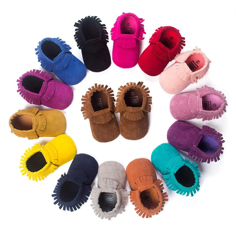 PU Suede Leather born Baby Boy Girl Baby Moccasins Soft Moccs Shoes Bebe Fringe Soft Soled Non-slip Footwear Crib Shoe