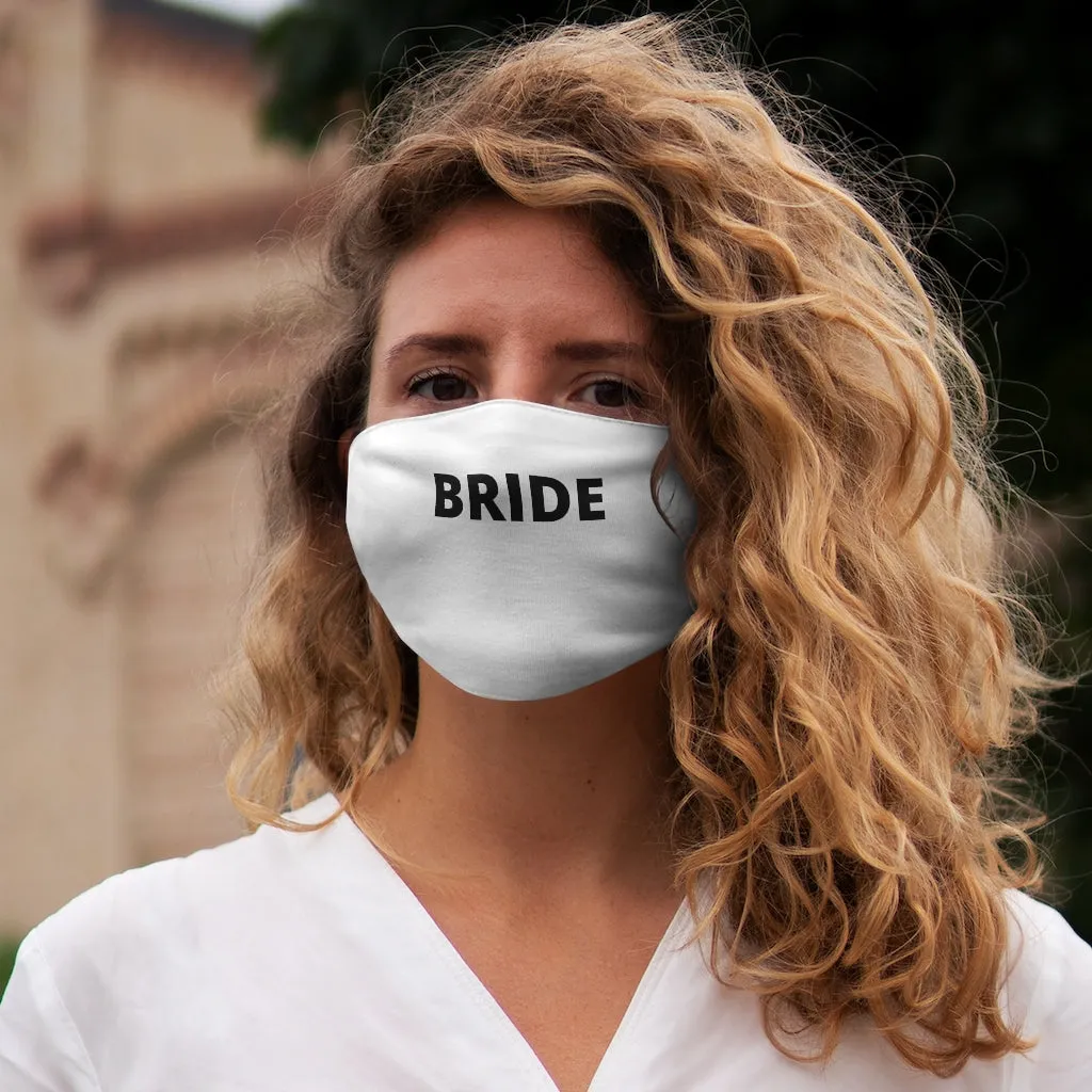 "BRIDE" White Snug-Fit Face Mask