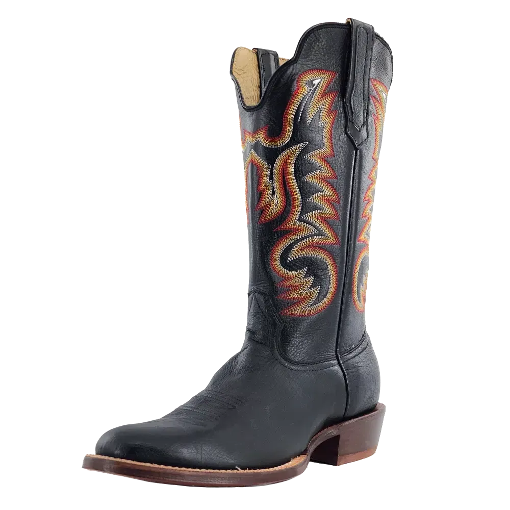 R. Watson Black Smooth Ostrich Boot