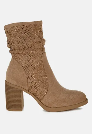 Rhinestone Studded Slouchy Ankle Boots By RUW