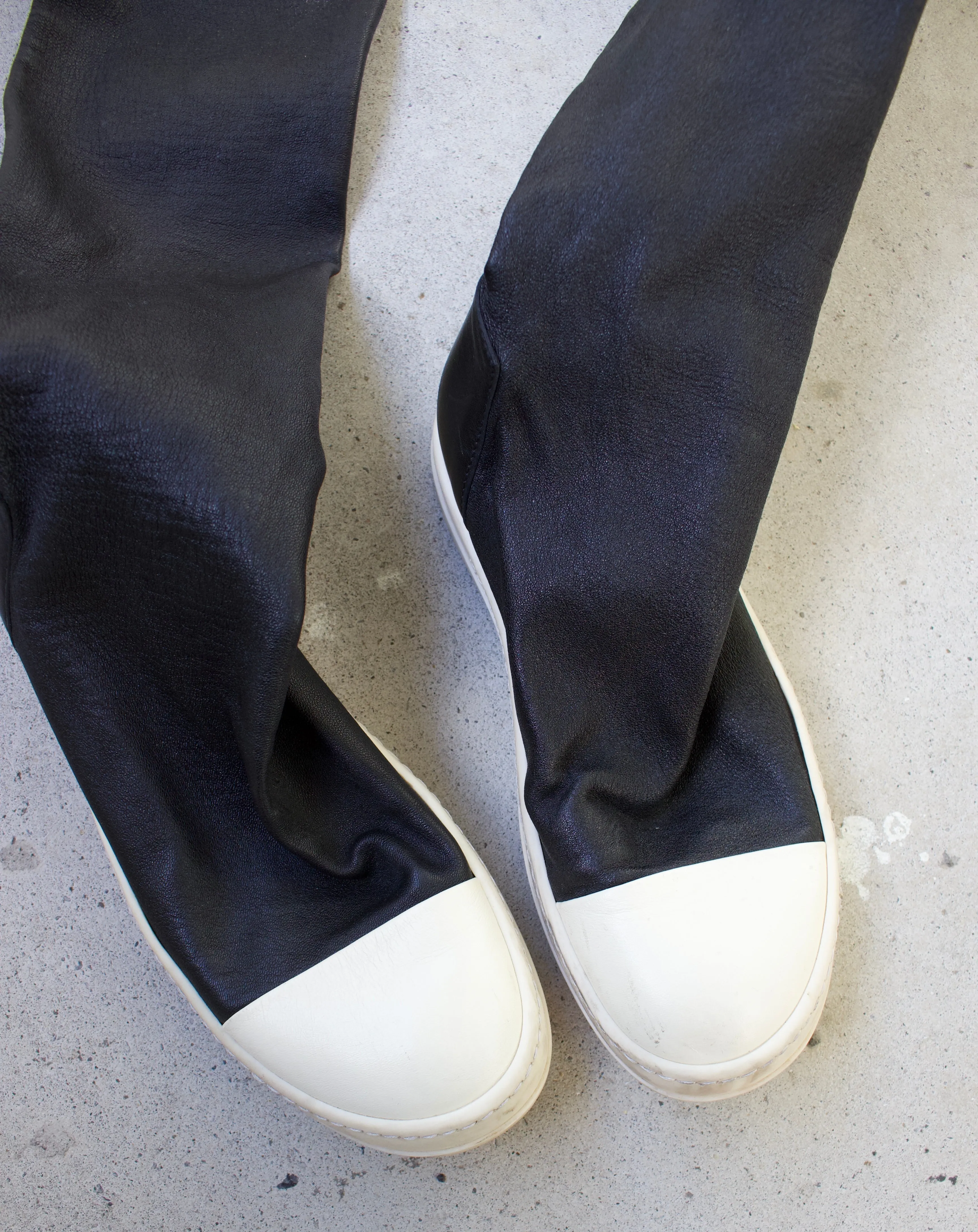 Rick Owens AW17 “GLITTER” Mainline Leather Ramone Sock Sneakers