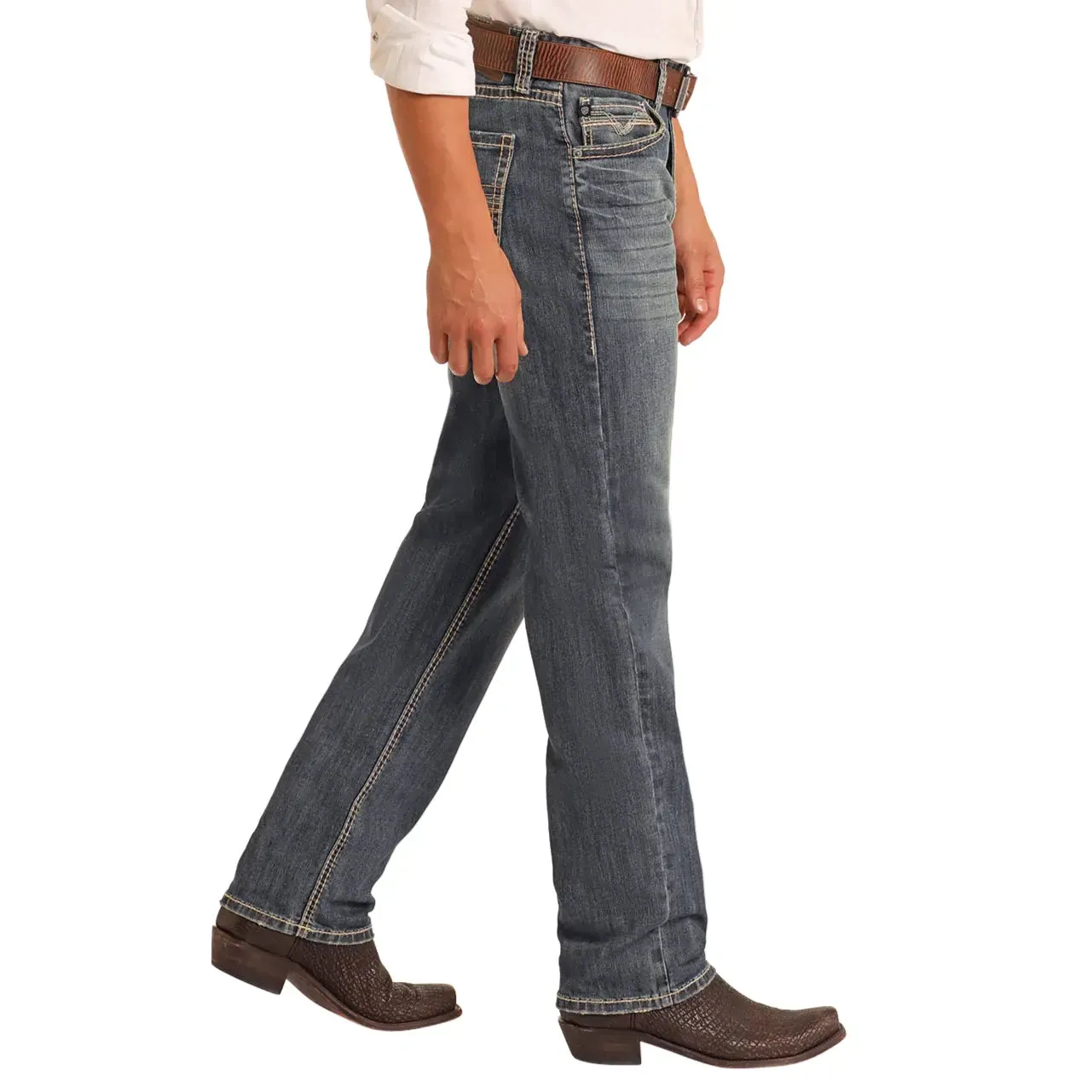 ROCK & ROLL Men’s Jean - “Cannon”, Rope Stitch, Med Vintage, Loose Fit, Bootcut BM0CD05621
