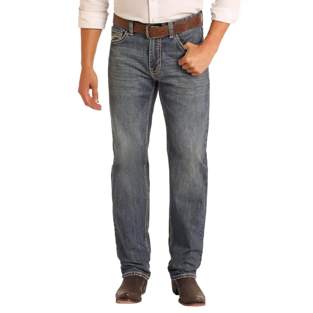 ROCK & ROLL Men’s Jean - “Cannon”, Rope Stitch, Med Vintage, Loose Fit, Bootcut BM0CD05621