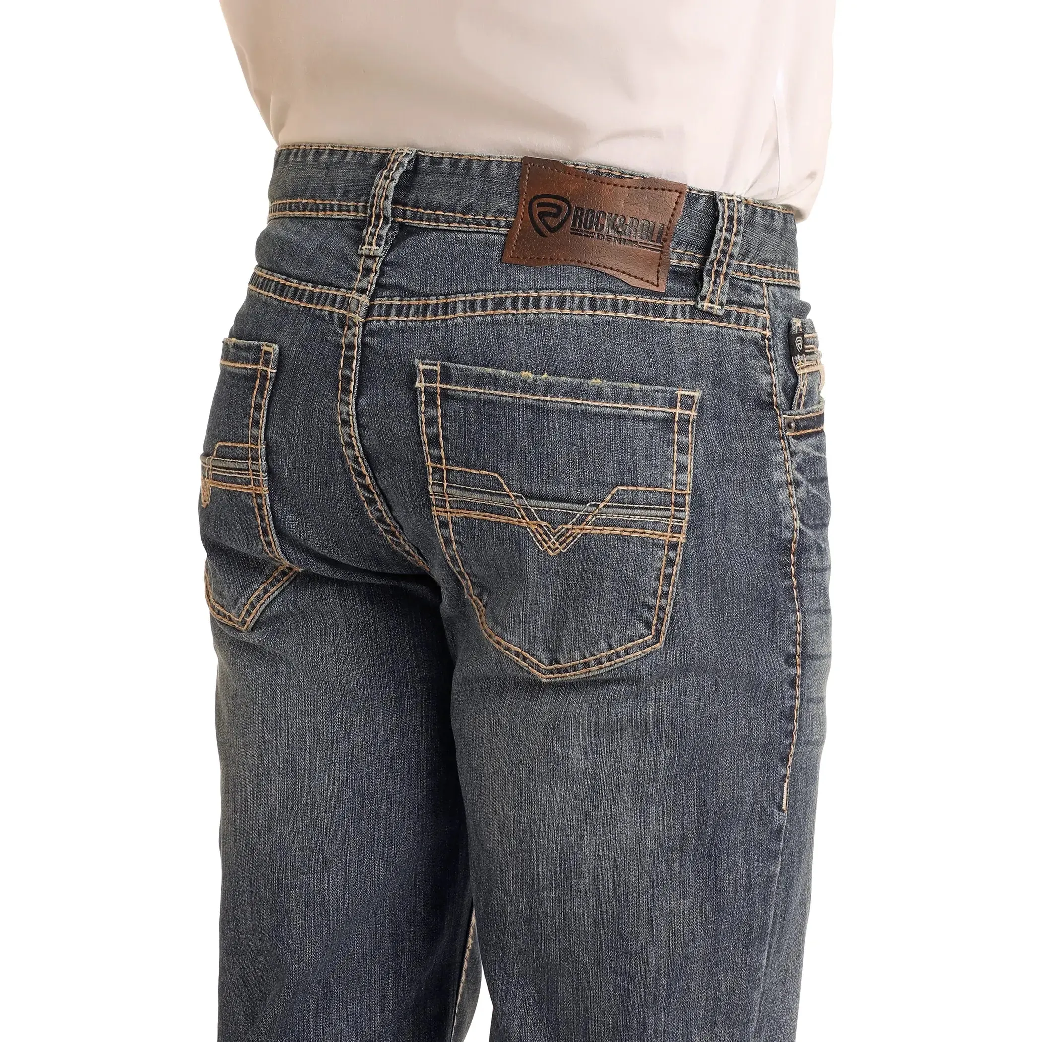 ROCK & ROLL Men’s Jean - “Cannon”, Rope Stitch, Med Vintage, Loose Fit, Bootcut BM0CD05621