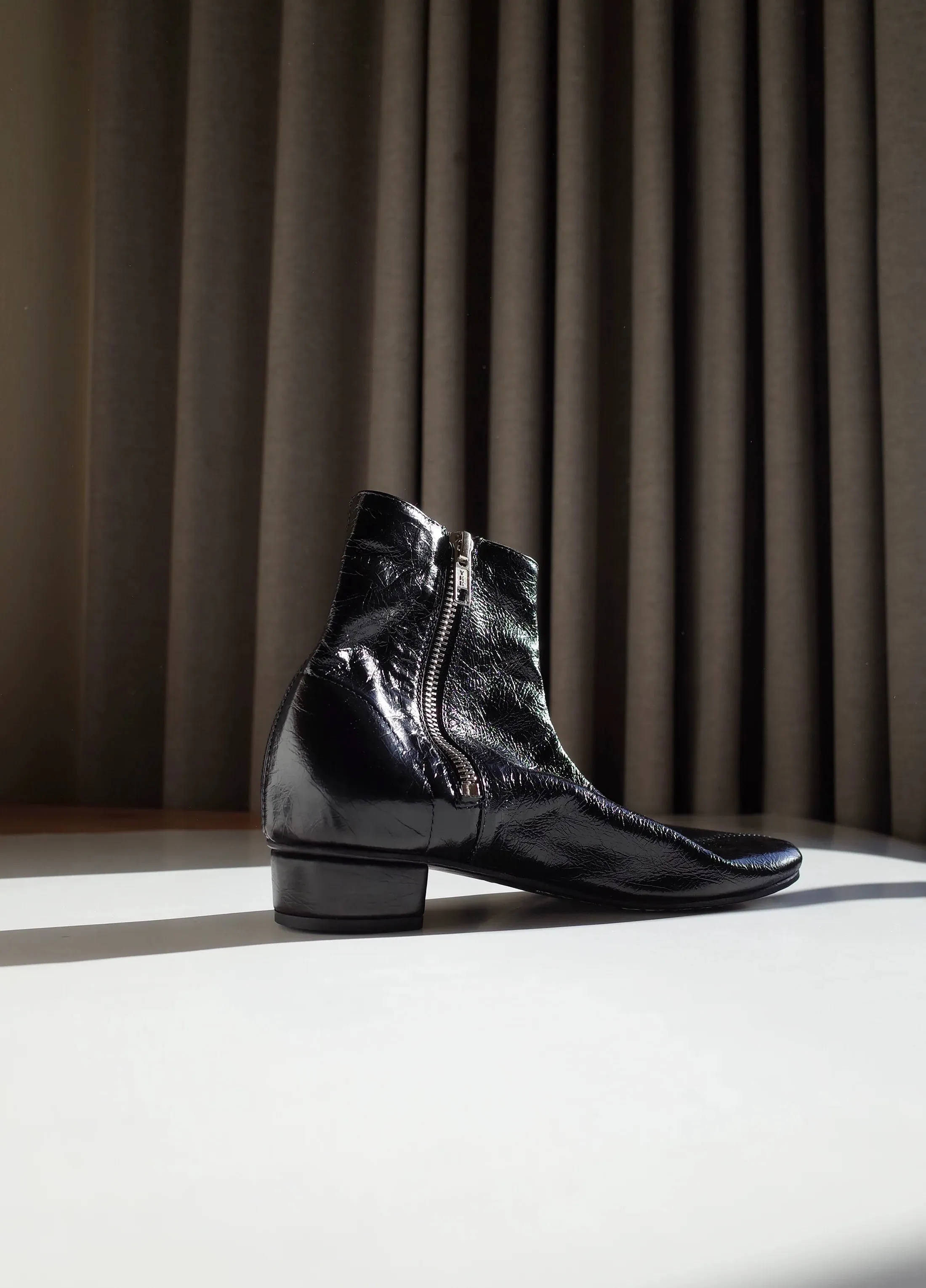 Round Toe Cowhide Ankle Boots