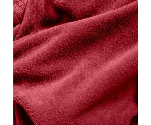 Royal Comfort Snug Hoodie Nightwear Super Soft Reversible Coral Fleece 750GSM One Size Red
