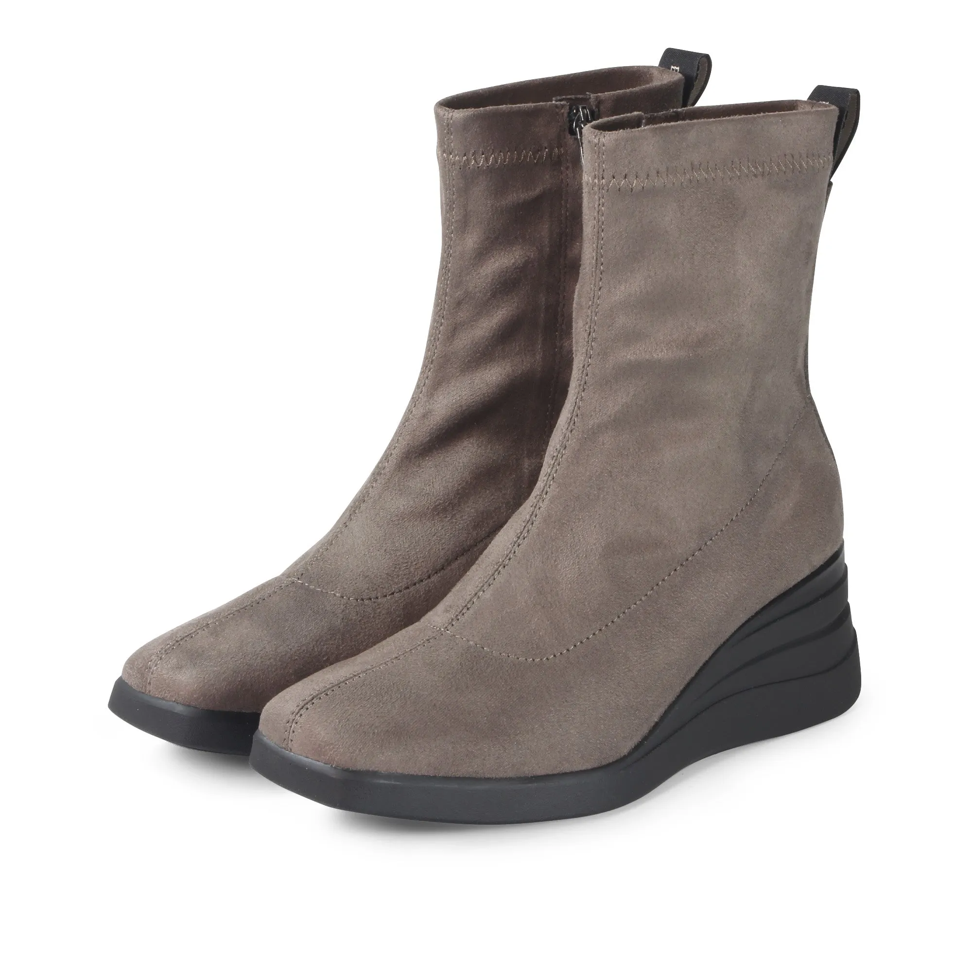 Savona Suede Wedge Boots (Taupe)