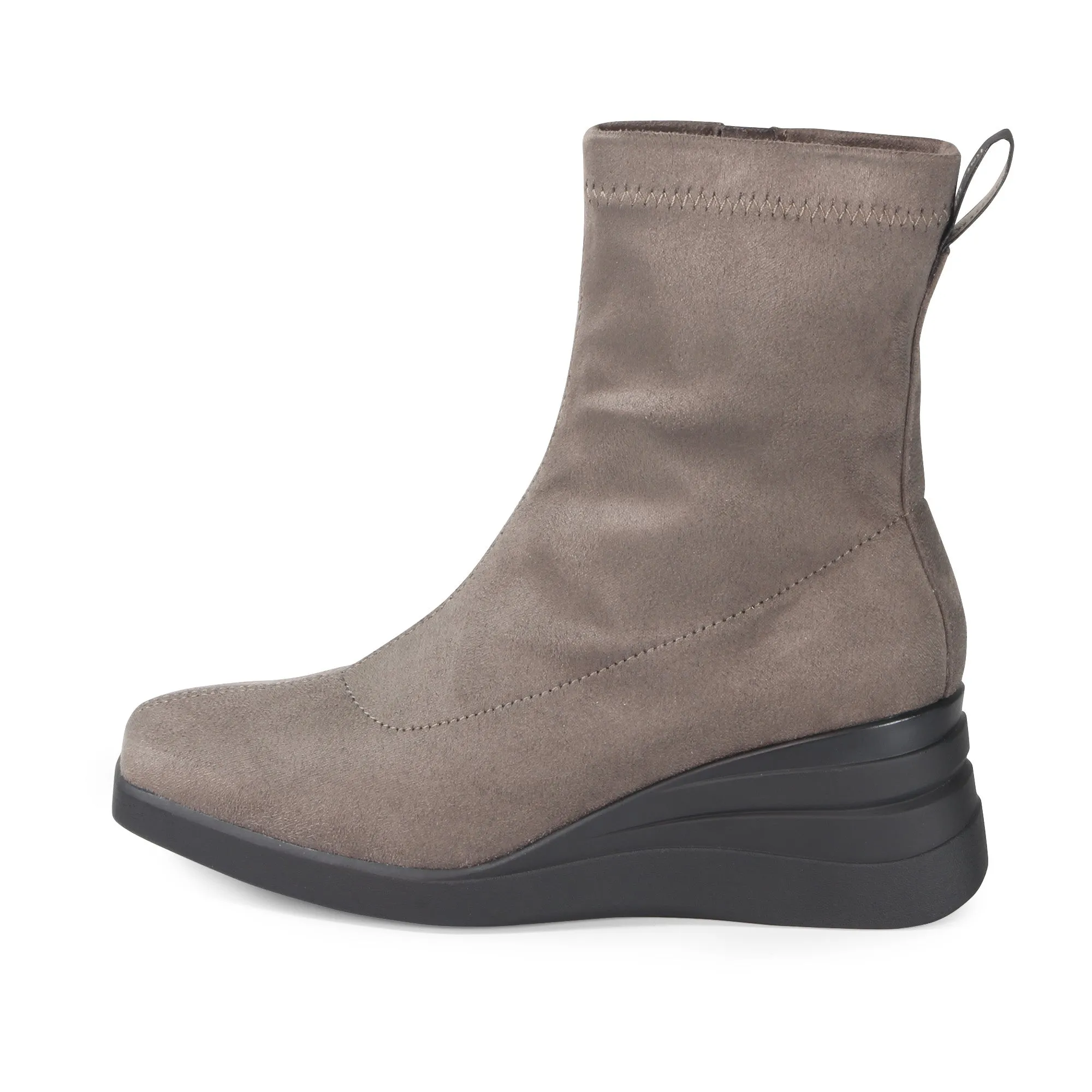 Savona Suede Wedge Boots (Taupe)